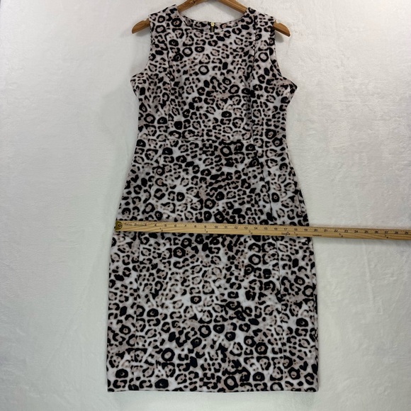 Calvin Klein Leopard Print Fitted Dress 12 Stretchy Date Night Office Siren - Picture 5 of 12